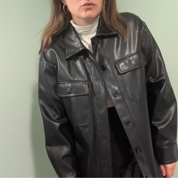 BANANA REPUBLIC faux leather shirt jacket - Picture 8 of 14